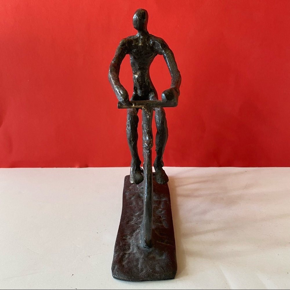 Bicyclist Sculpture Desk Art Heavy metal bicycle Velo rider enthusiast - Picture 4 of 7